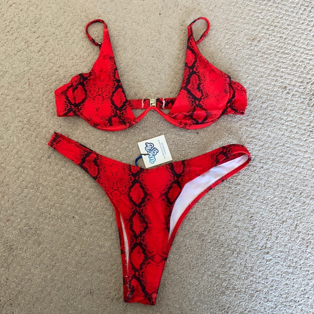 Red snakeskin bikini brand new w tags